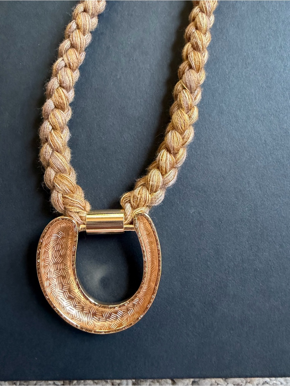 NWT Anthropologie Braided Rope Necklace with Gold Pendant - Picture 6 of 10